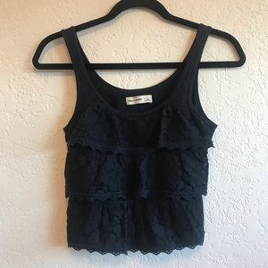 Abercrombie mixed media layered crop tank